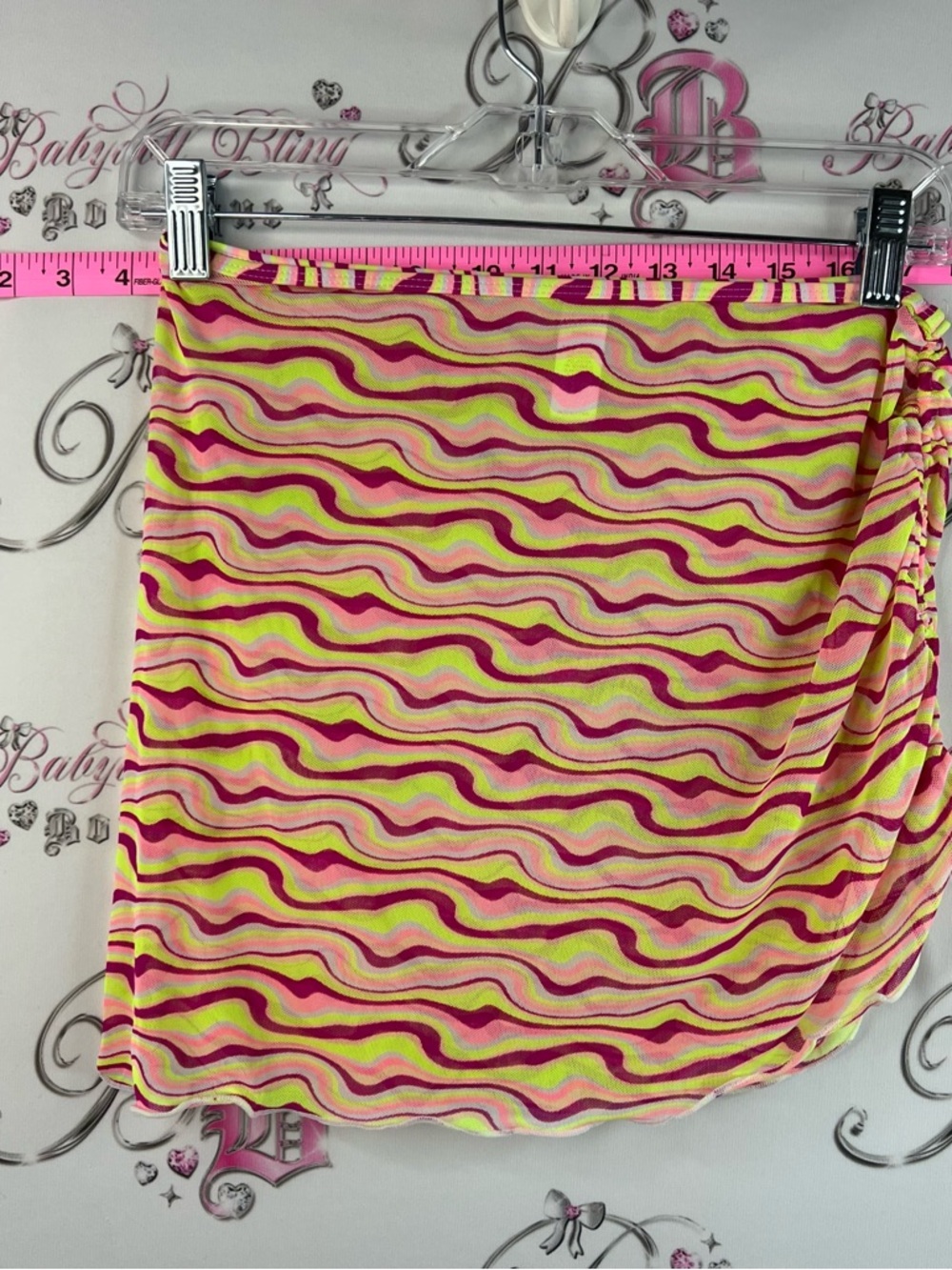 Cabana del Sol Mini Skirt / Bathing suit cover up Neon Wavy Stripe- Pink & Lime